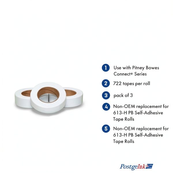 Self-Adhesive Tape Rolls 613-H PostageInk.com 3 Pack White 5.87×168.5"-0