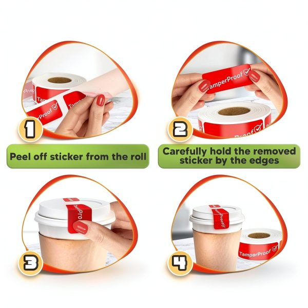 Tamper Proof Stickers 500-Pack 1x3 Red Reluen Strong Adhesive Labels-4