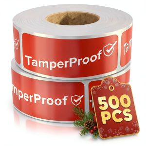 Tamper Proof Stickers 500-Pack 1x3 Red Reluen Strong Adhesive Labels-0