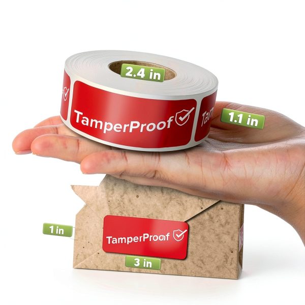 Tamper Proof Stickers 500-Pack 1x3 Red Reluen Strong Adhesive Labels-1